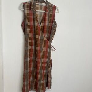 Selene Sport Multicolor Plaid Wrap Midi Dress